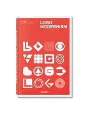 The TASCHEN book Logo Modernism by Jens Müller: a red cover with white modernist logos