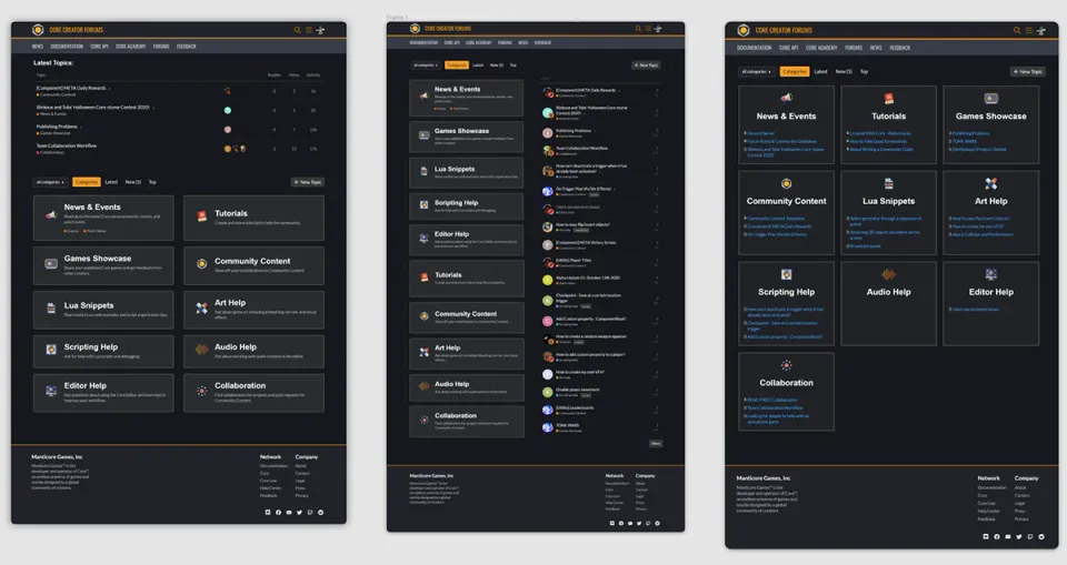 Core administration interface showing event and player-management panels