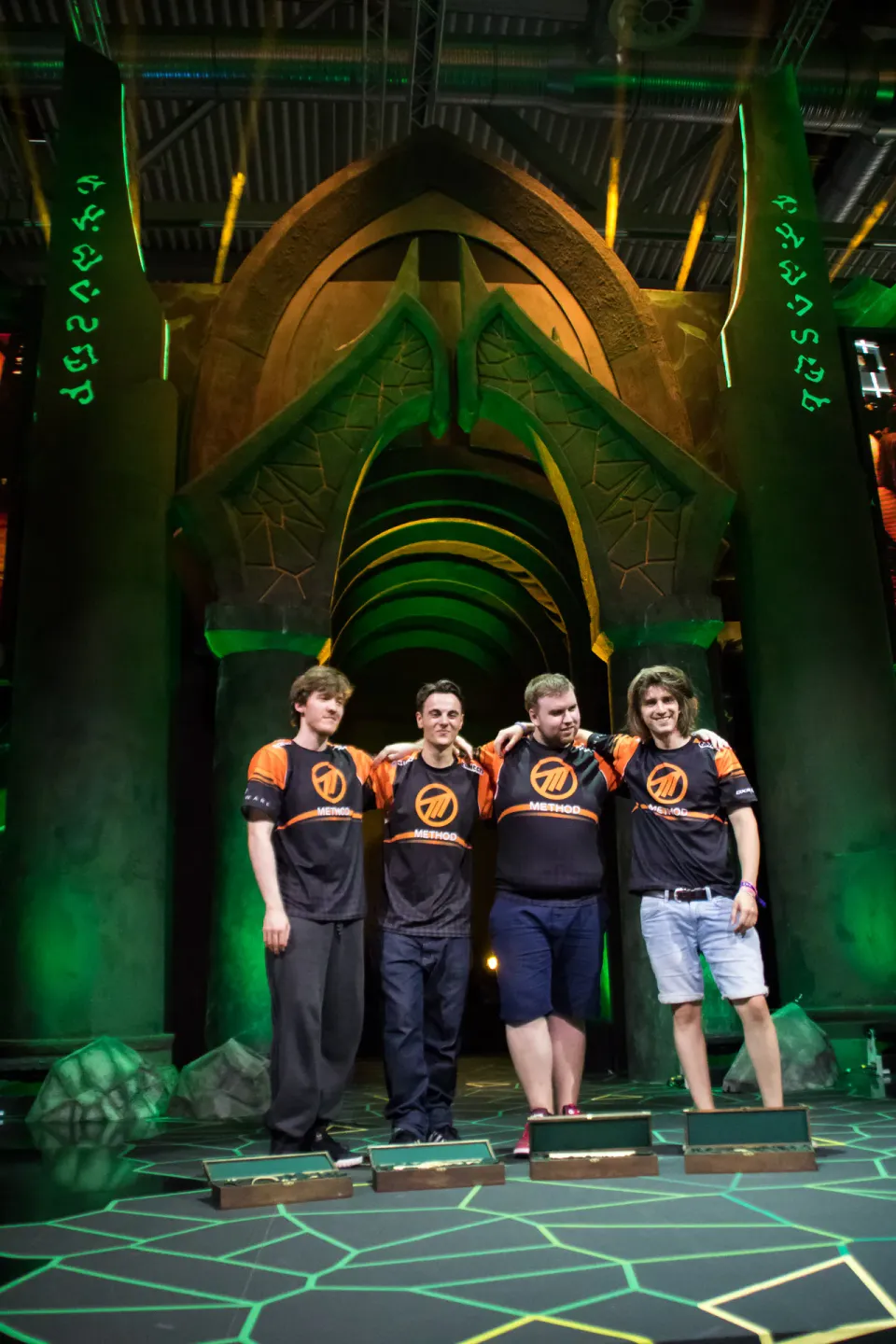 Method team in jerseys at a cathedral venue