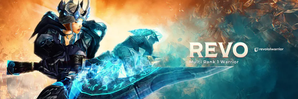 Revo channel banner featuring an armored World of Warcraft character